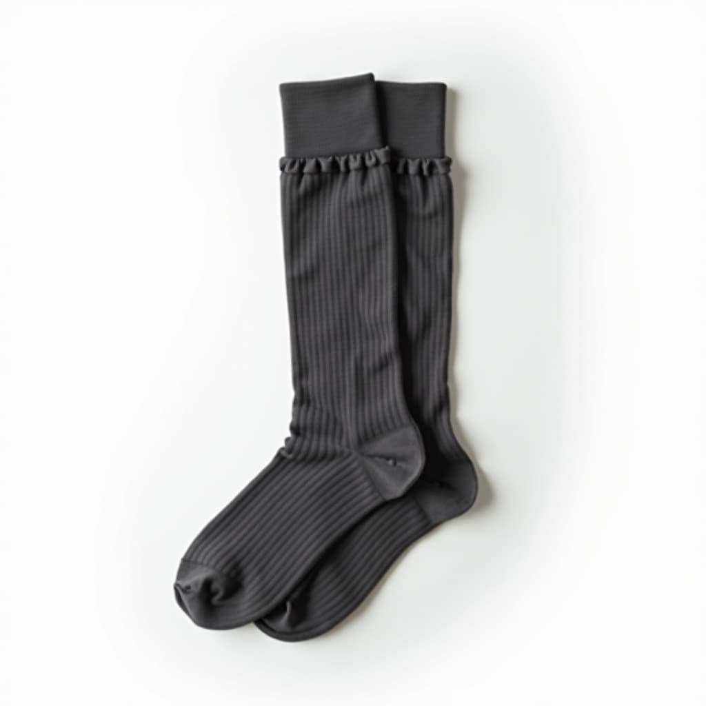 Ribbed Calf Crew — Charcoal — view 2